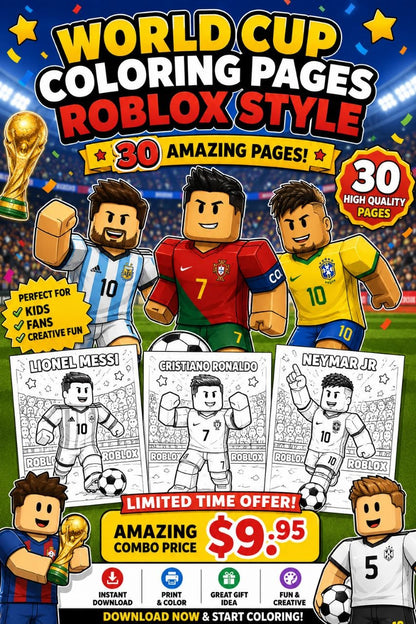 WORLDCUP x ROBLOXSTYLE 30 Amazing Coloring Pages