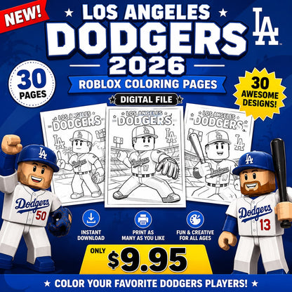 MLB Los Angeles DODGERS x ROBLOX 30 Coloring pages