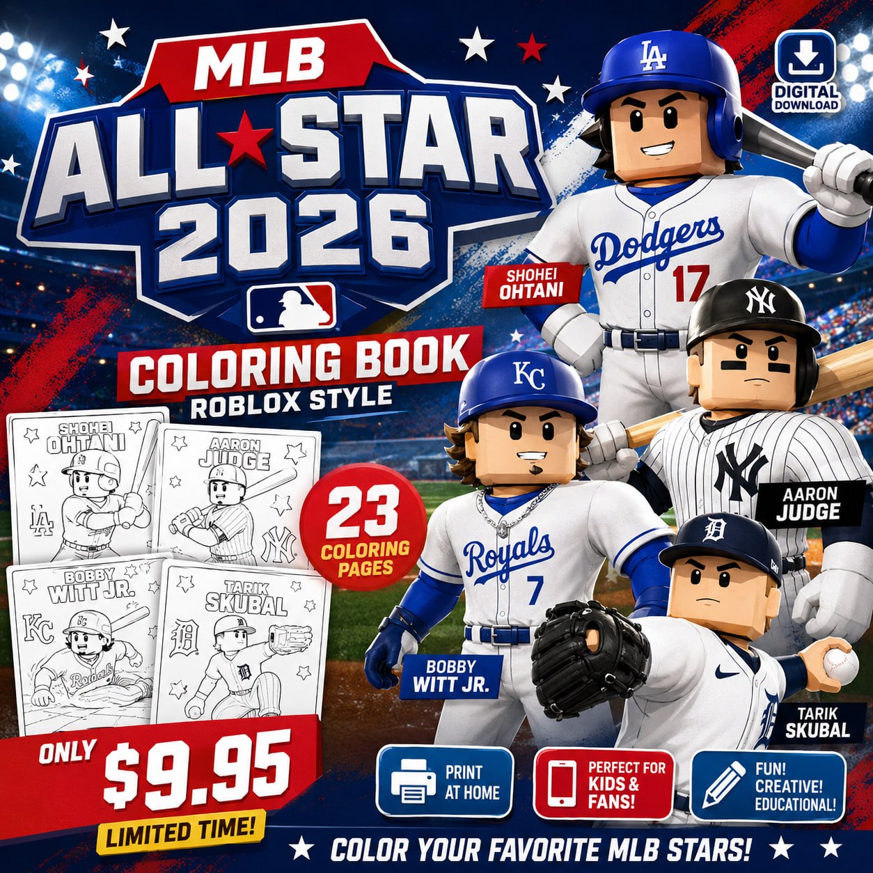 MLB ALL STAR 2026 x ROBLOX 23 Coloring pages