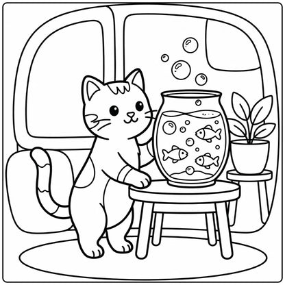 50 Cat Coloring Pages Bundle : Printable PDFs To Print (Pack 1)