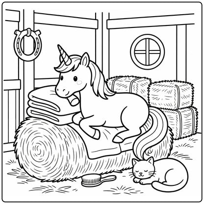 10 Lying Unicorn Coloring Pages