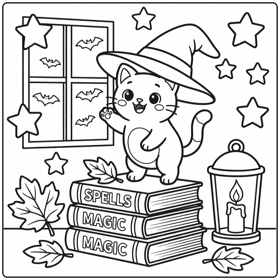 50+ Halloween Cat Coloring Pages: Instant PDF Downloads