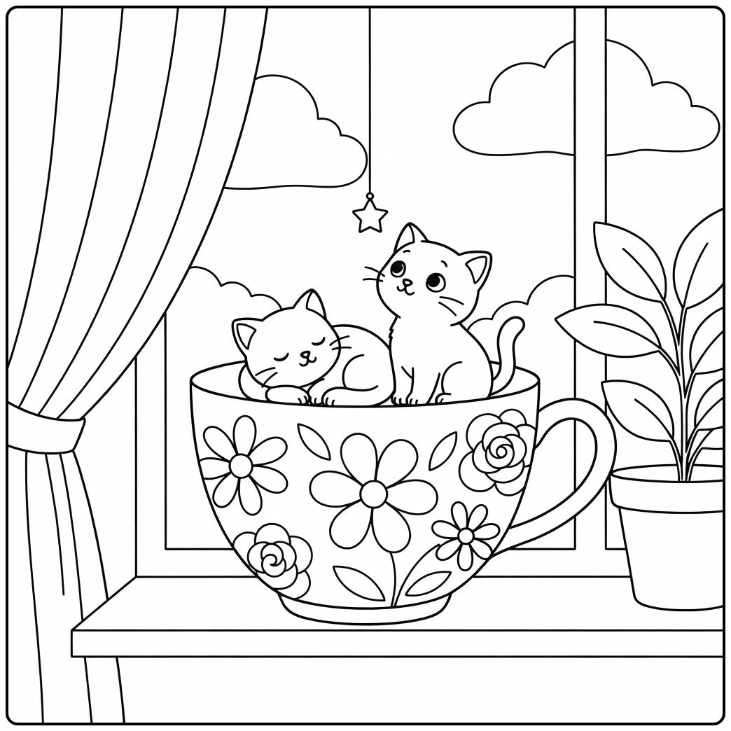 50 Cat Coloring Pages Bundle : Printable PDFs To Print (Pack 3)