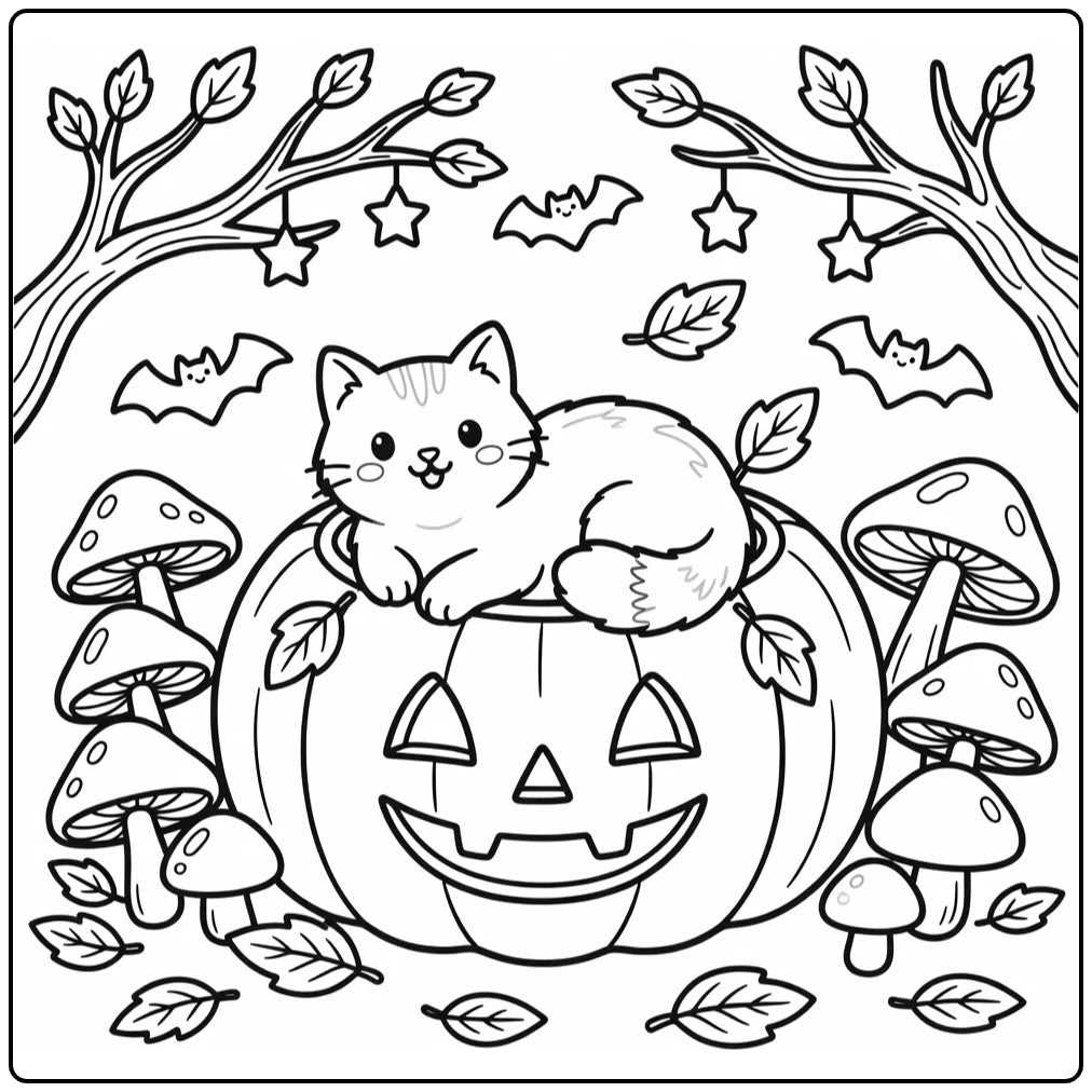 50+ Halloween Cat Coloring Pages: Instant PDF Downloads