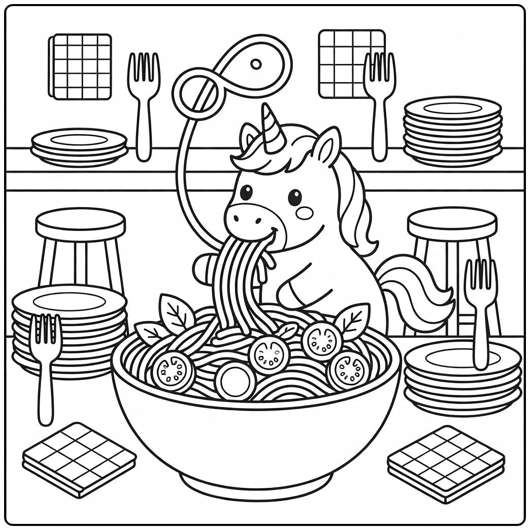 20+ Unicorn Food Coloring Pages