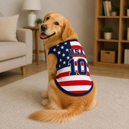 Personalized USA Pet Jersey, American Flag Dog Shirt, Custom USA Soccer Pet Outfit, Patriotic Dog Jersey, 4th of July Pet Clothing