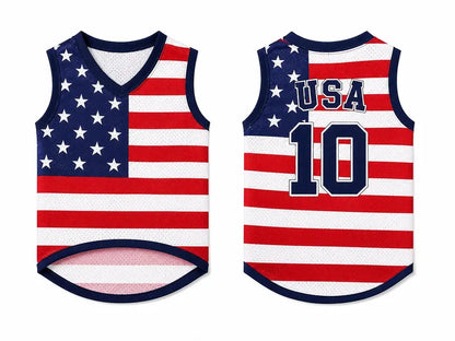Personalized USA Pet Jersey, American Flag Dog Shirt, Custom USA Soccer Pet Outfit, Patriotic Dog Jersey, 4th of July Pet Clothing