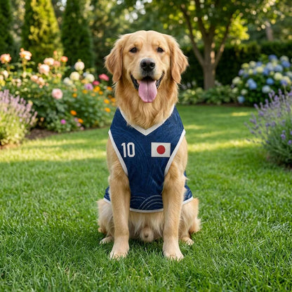 Pet Soccer Japan Jersey, Team Dog Shirt, Game Day Outfit for Dogs, Football Cat Clothes, Custom Name Number Puppy Football Jersey