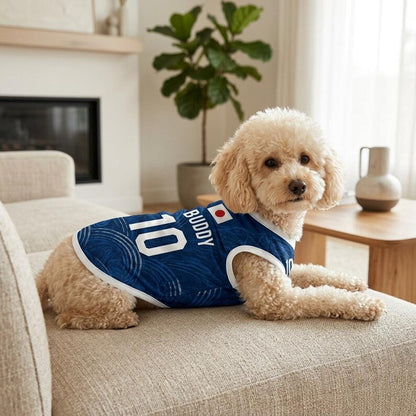Pet Soccer Japan Jersey, Team Dog Shirt, Game Day Outfit for Dogs, Football Cat Clothes, Custom Name Number Puppy Football Jersey