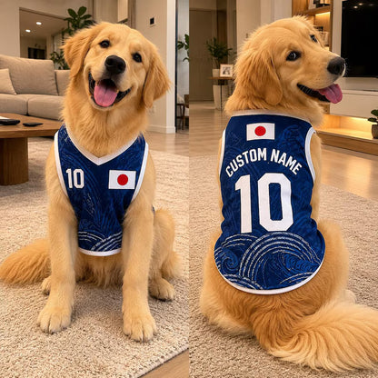 Pet Soccer Japan Jersey, Team Dog Shirt, Game Day Outfit for Dogs, Football Cat Clothes, Custom Name Number Puppy Football Jersey