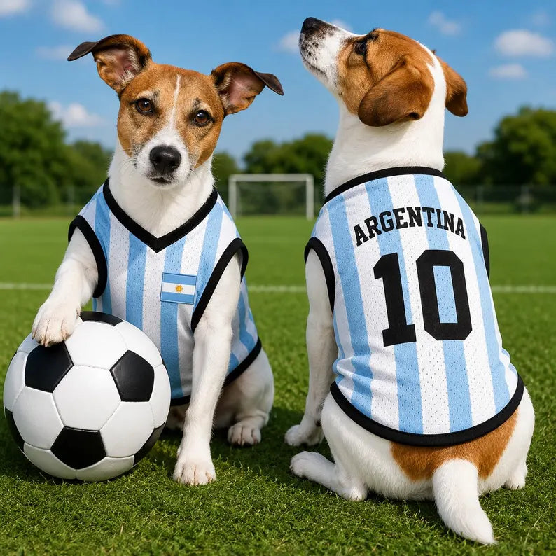 Personalized Argentina Dog Jersey, Custom Pet Soccer Shirt, Argentina Football Dog Outfit, Pet Team Jersey, Argentina Fan Gift