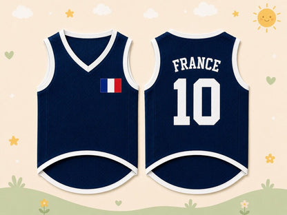 Personalized France Dog Soccer Jersey, Custom Pet Football Shirt, France Fan Dog Outfit, Pet Team Jersey, French Dog Apparel Gift