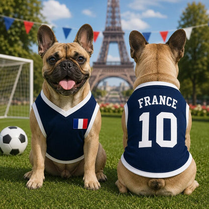 Personalized France Dog Soccer Jersey, Custom Pet Football Shirt, France Fan Dog Outfit, Pet Team Jersey, French Dog Apparel Gift