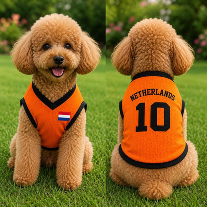 Netherlands Dog Soccer Jersey, Personalized Pet Shirt, Custom Dog Sports Vest, Holland Fan Pet Outfit, Orange Dog Jersey Gift