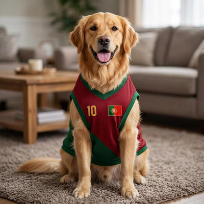 Pet Soccer Portugal Jersey, Team Dog Shirt, Game Day Outfit for Dogs, Football Cat Clothes, Custom Name Number Puppy Football Jersey