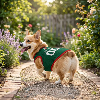 Pet Soccer Mexico Jersey, Team Dog Shirt, Game Day Outfit for Dogs, Football Cat Clothes, Custom Name Number Puppy Football Jersey