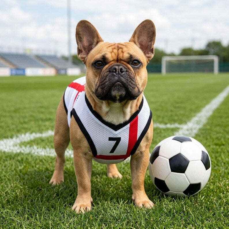 Pet Soccer England Jersey, Team Dog Shirt, Game Day Outfit for Dogs, Football Cat Clothes, Custom Name Number Puppy Football Jersey