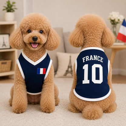 Personalized France Dog Soccer Jersey, Custom Pet Football Shirt, France Fan Dog Outfit, Pet Team Jersey, French Dog Apparel Gift