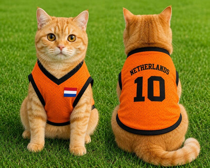 Netherlands Dog Soccer Jersey, Personalized Pet Shirt, Custom Dog Sports Vest, Holland Fan Pet Outfit, Orange Dog Jersey Gift