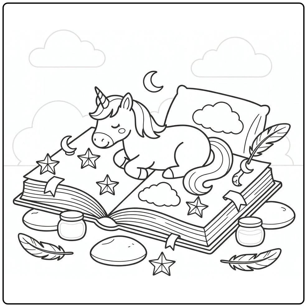 10 Lying Unicorn Coloring Pages