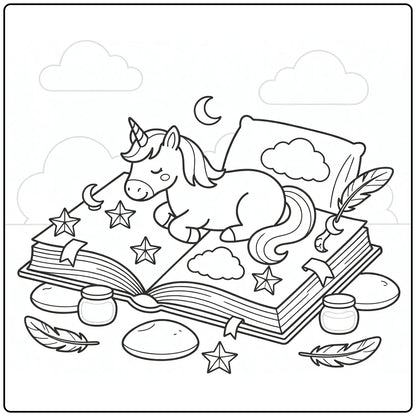 10 Lying Unicorn Coloring Pages