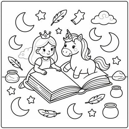 20 Princess and Unicorn Coloring Pages