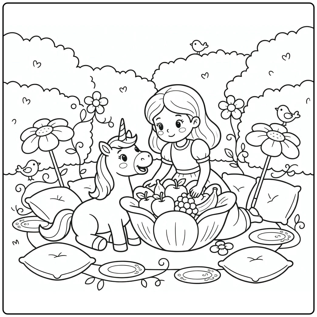 20 Princess and Unicorn Coloring Pages