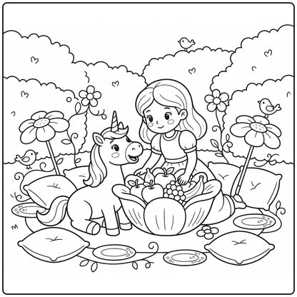 20 Princess and Unicorn Coloring Pages