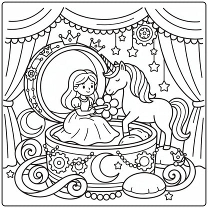 20 Princess and Unicorn Coloring Pages