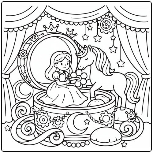 20 Princess and Unicorn Coloring Pages