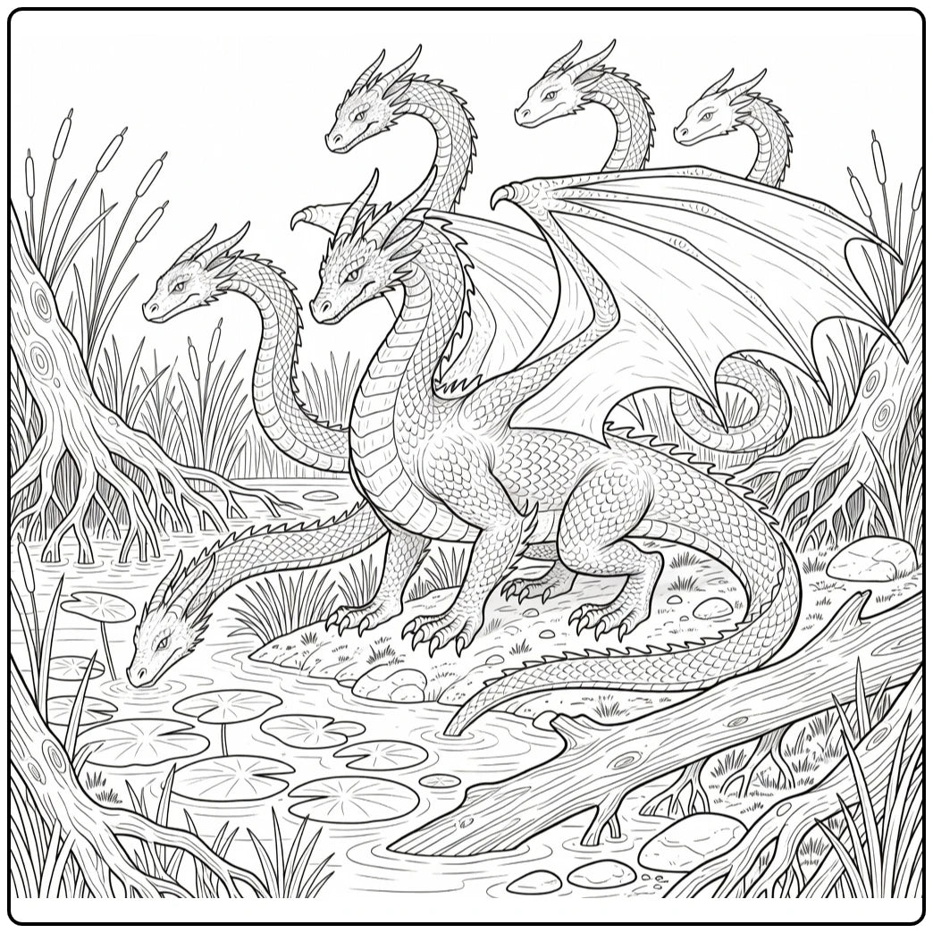 10+ Hydra Dragon Coloring Pages