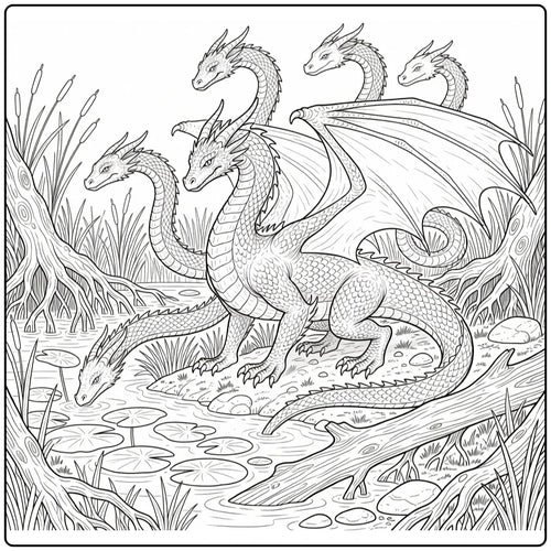 10+ Hydra Dragon Coloring Pages