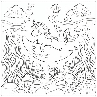 30+ Unicorn Mermaid Coloring Pages